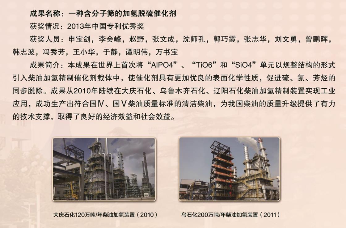 2013年-中國專利獎-優(yōu)秀獎-一種含分子篩的加氫脫硫催化劑-申寶劍.jpg